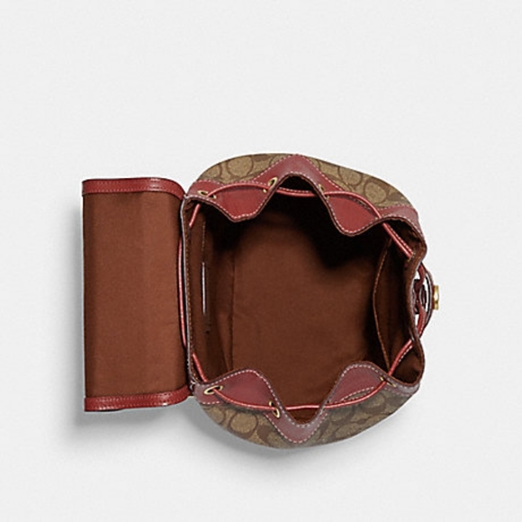 Coach Peanuts Dempsey Drawstring Backpack Bag (Redwood) - Picture 14 of 16